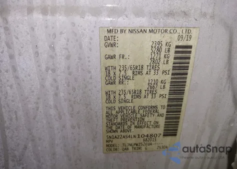 2020 Nissan Murano S Intelligent Awd from USA, damaged, VIN 5N1AZ2AS4LN104807